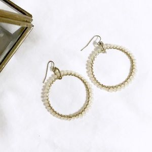 {boutique} champagne beaded hoop earrings